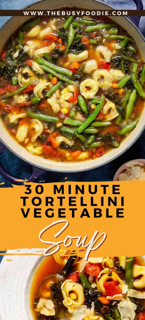 This easy tortellini vegetable soup is chock full of fresh produce and can be on the table in under 30 minutes!  If there's a recipe that will impress your family while being easy enough for even the busiest cooks, it's this one right here.  It's hearty, comforting, and just plain delicious. 
