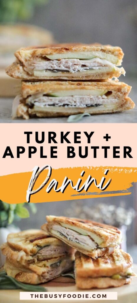 This turkey apple panini is the perfect sandwich for fall. It has everything I love in one place: crispy bread, gooey cheese, juicy apple slices, and earthy sage. Plus it’s packed with protein, so it will help power you through the rest of the day.