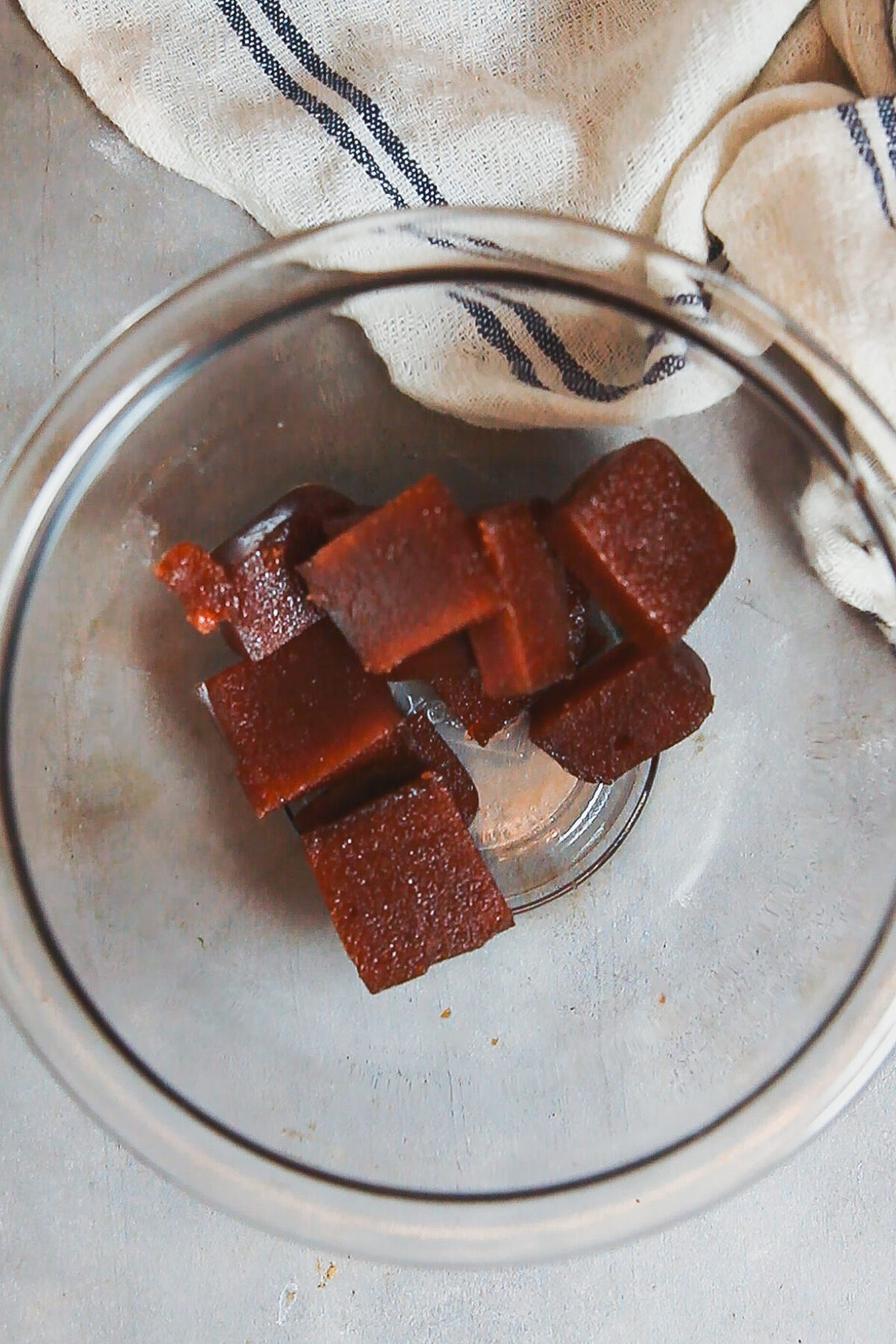 Guava paste in a mixing bowl. 