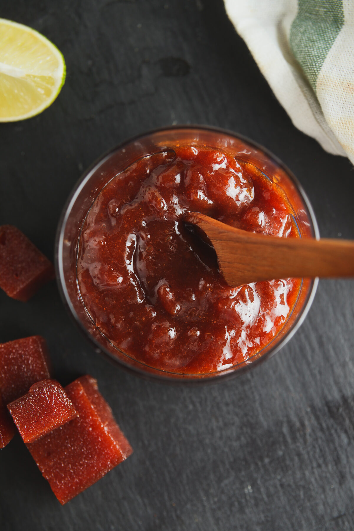 Overhead view of homemade tropical bbq sauce. 