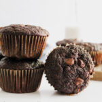 Zucchini muffins on a white background.