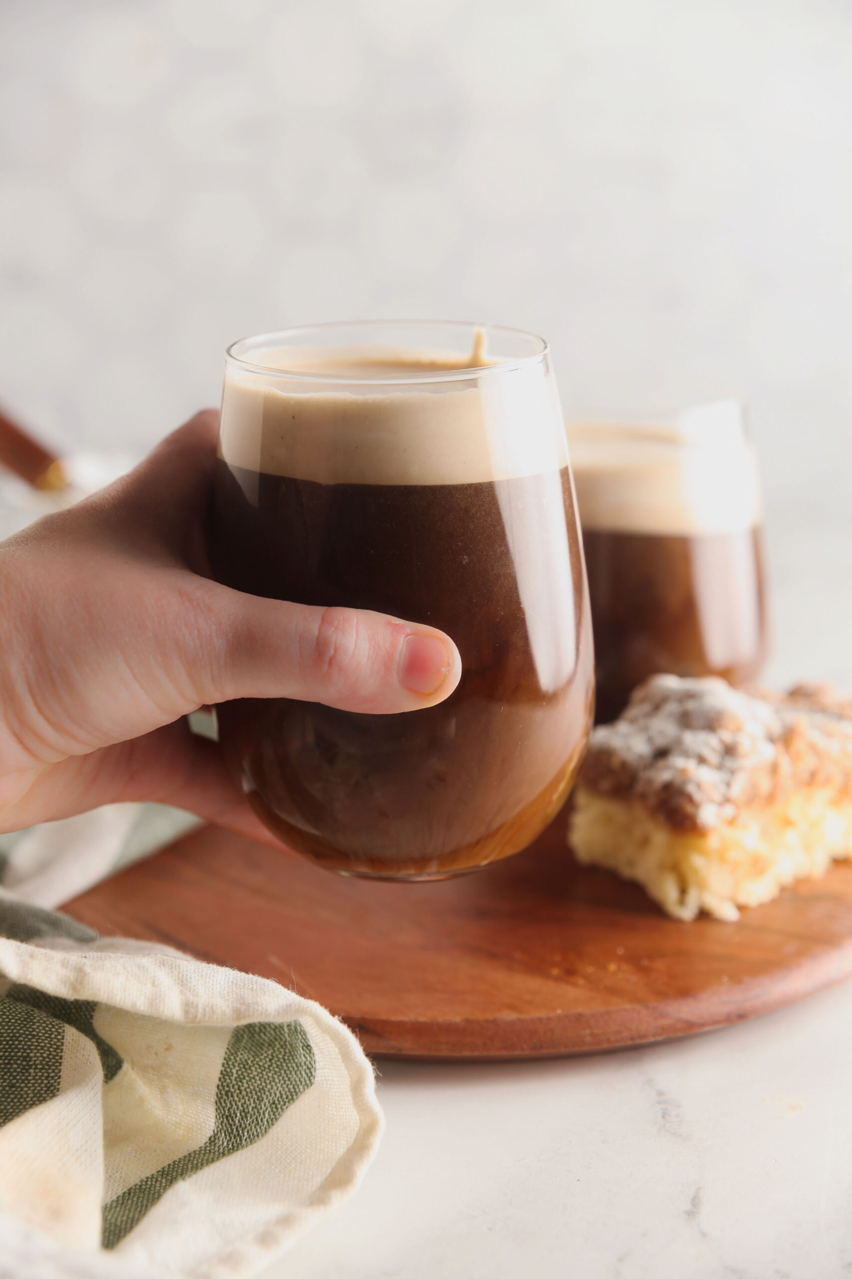 Drinking a sweet cream cold brew. 