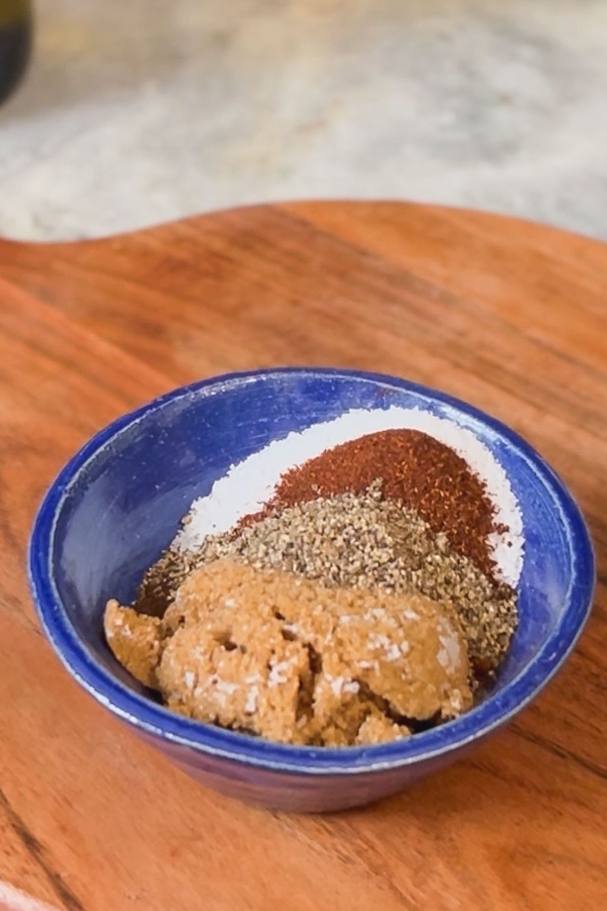 Mixing the ingredients for coffee rub for steak.