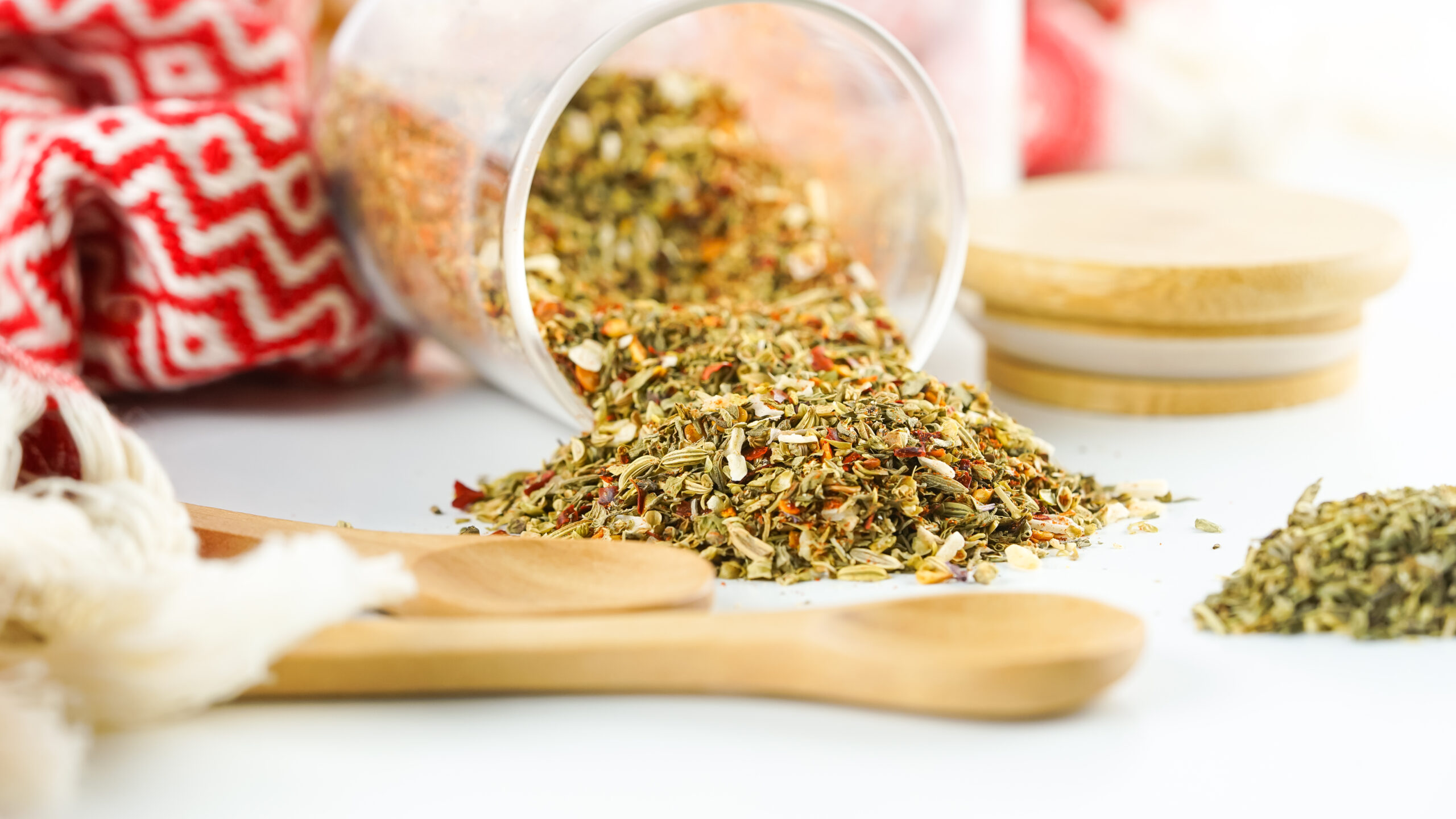 Homemade pizza seasoning landscape image. 