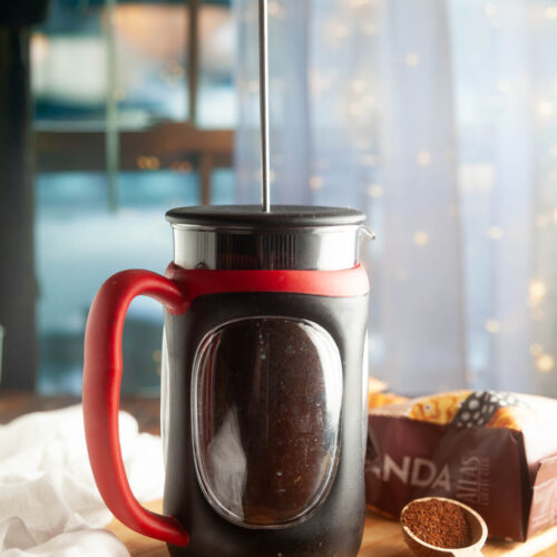 Making cold brew in a french press.