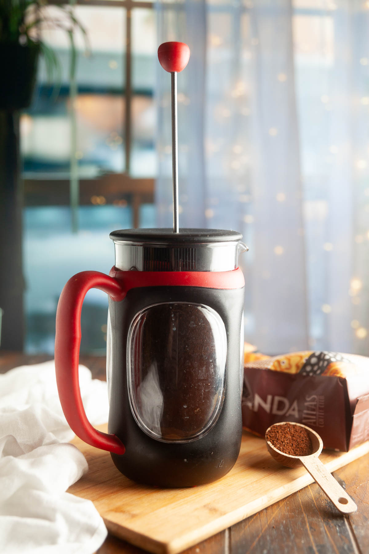 Making cold brew in a french press. 