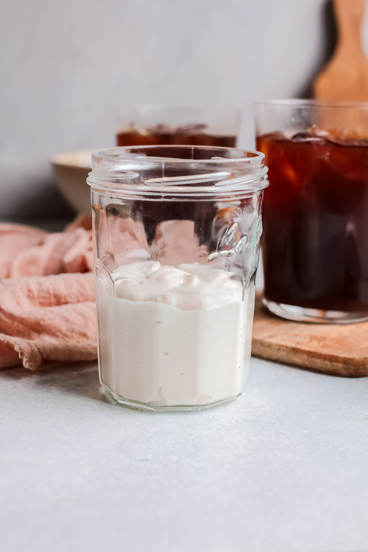 Storing the cold foam in a jar. 
