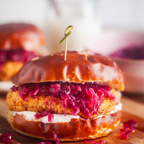 Chicken schnitzel sandwich.