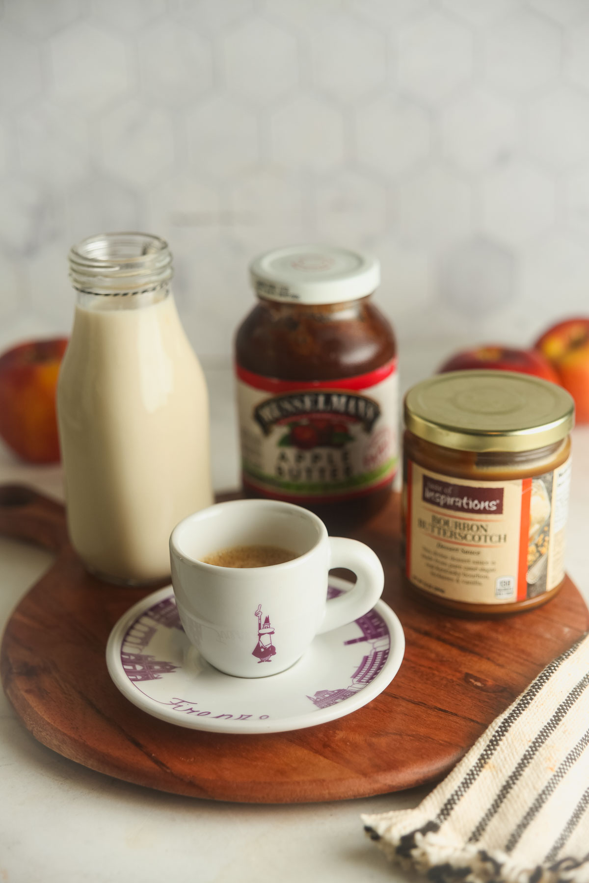 Ingredients for a homemade apple latte. 