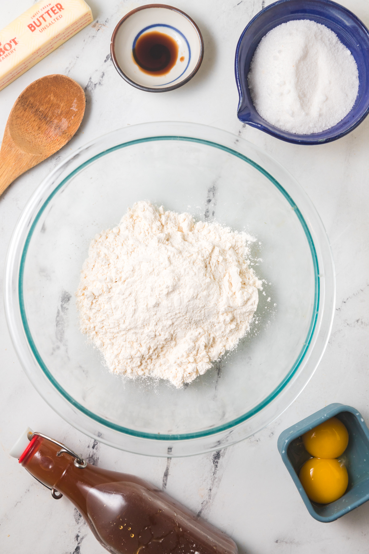 Ingredients for making apple cider sugar cookies.