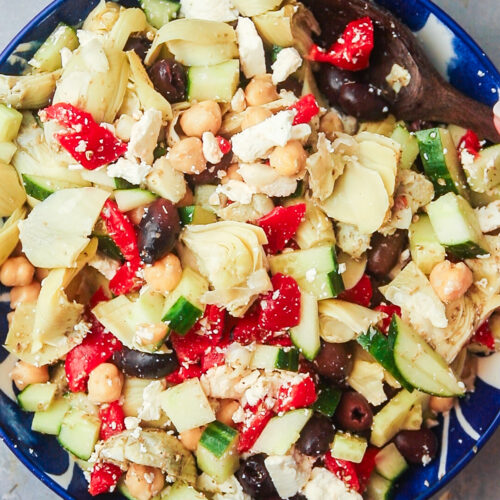 The final salad, all mixed up and dressed.